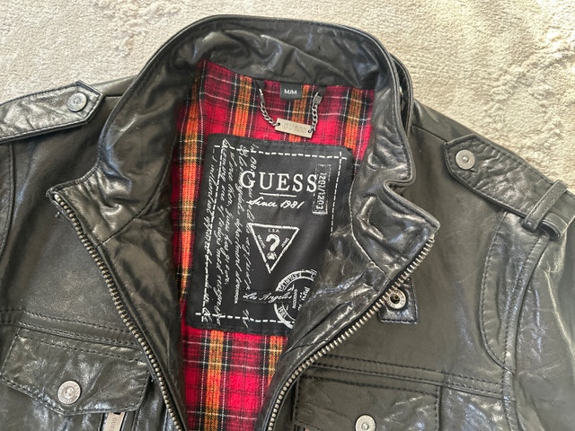 Guess Men's Moto Black Leather Jacket. Size M. - photo 2
