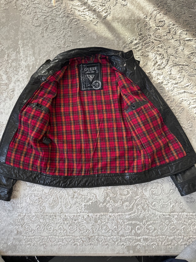 Guess Men's Moto Black Leather Jacket. Size M. - photo 4