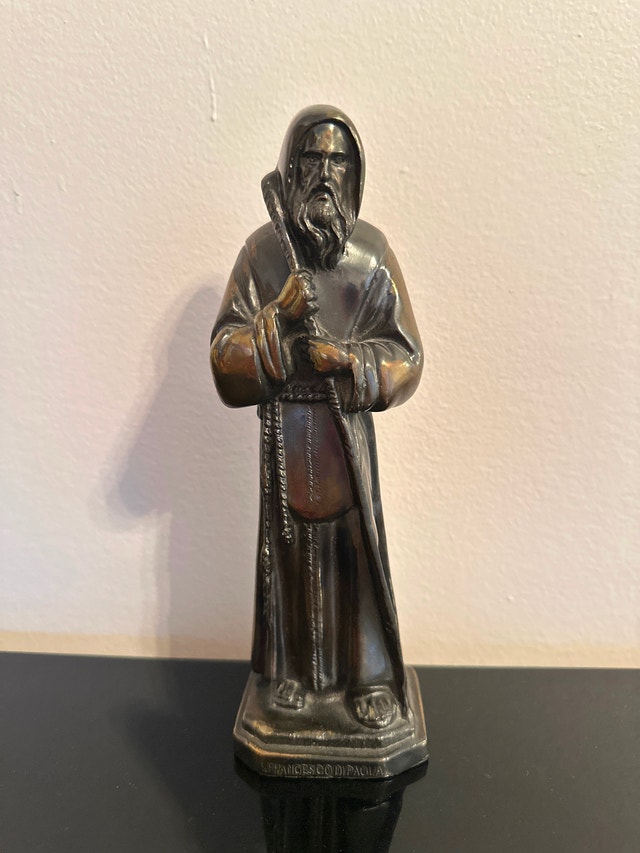 Vintage bronze sculpture of Saint Francis of Paola