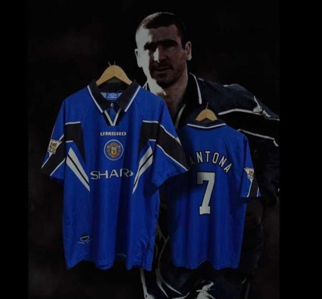 Man United Cantona #7 1996 1997 Blue Away - photo 5
