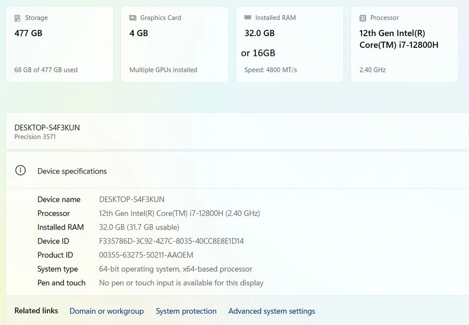 Dell Precision 3571 i7 12th Gen RTX A1000 16GB/32GB RAM - photo 4