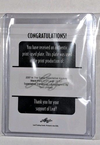 2017 Leaf In The Game Superlative Signatures Ted Lindsay 1/1 - photo 5