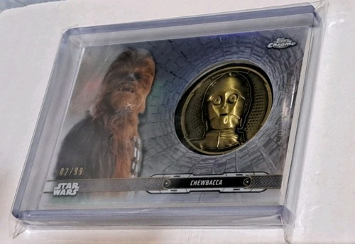 2019 Star Wars Topps Chrome Chewbacca C-3PO Medallion 02/99 - photo 3