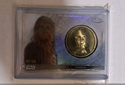 2019 Star Wars Topps Chrome Chewbacca C-3PO Medallion 02/99 - photo 4