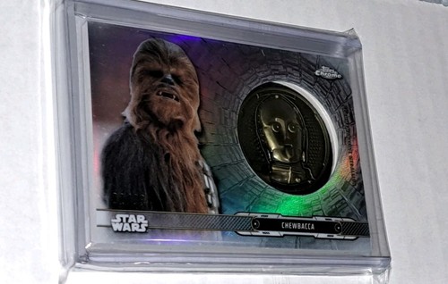 2019 Star Wars Topps Chrome Chewbacca C-3PO Medallion 02/99 - photo 5