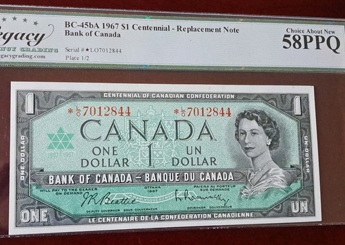 1967 Canada $1 Centennial Commemorative & L/O Replacement Notes - photo 4