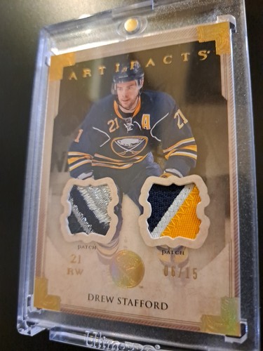 2013-14 Upper Deck Artifacts Drew Stafford Gold Game Worn Card - photo 2