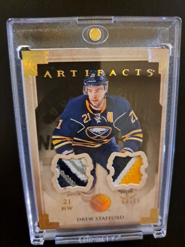 2013-14 Upper Deck Artifacts Drew Stafford Gold Game Worn Card - photo 3