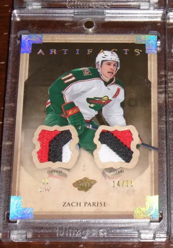 2013-14 Upper Deck Artifacts Gold Game Worn Zach Parise Card - photo 2