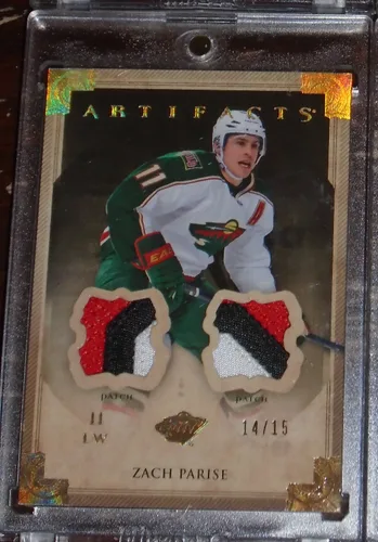 2013-14 Upper Deck Artifacts Gold Game Worn Zach Parise Card - photo 4