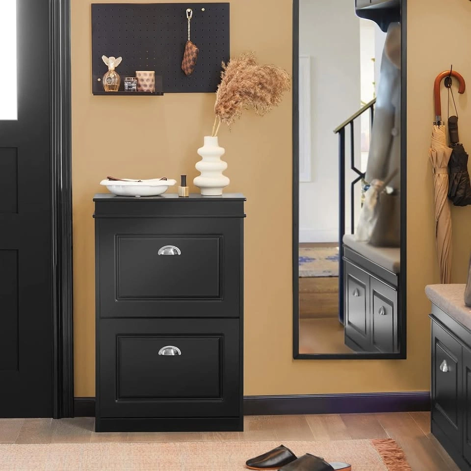SoBuy Black Slim Shoe Cabinet with Flip-Drawers – FSR78-SCH - photo 2