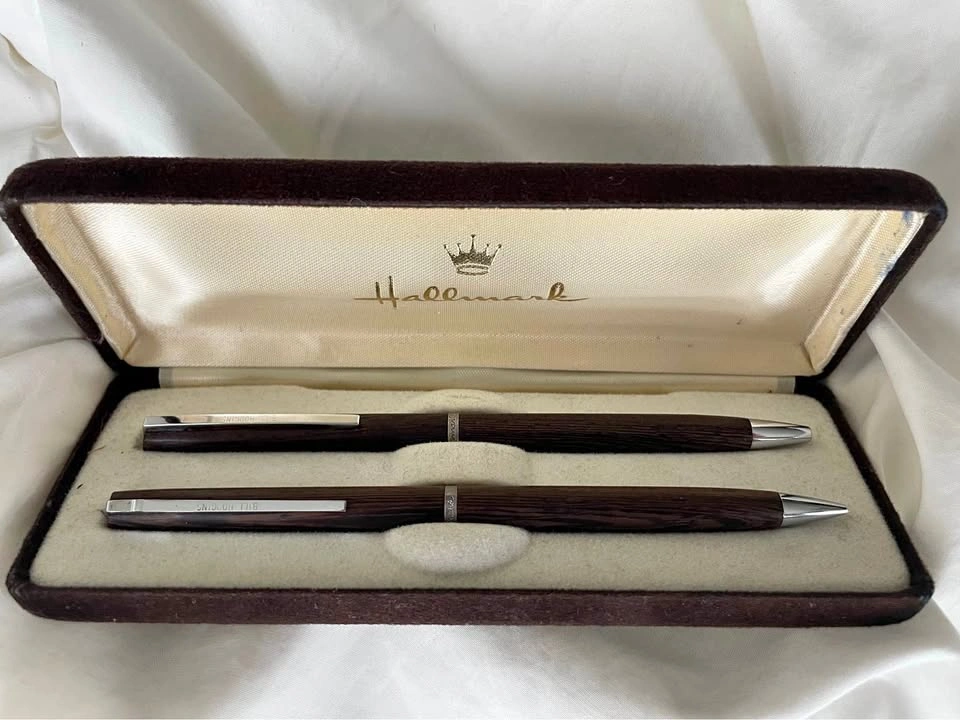 Vintage Hallmark Wood Pen and Pencil Set