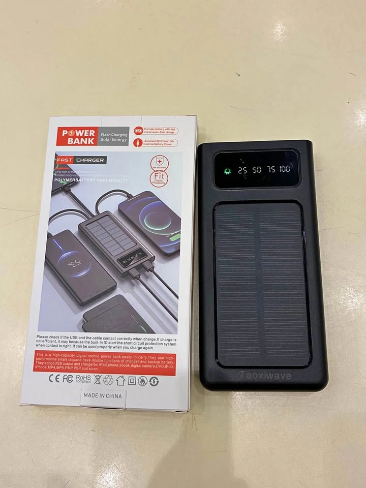 Taoxiwave Solar Portable Charger 20000mAh with Built-in Cables