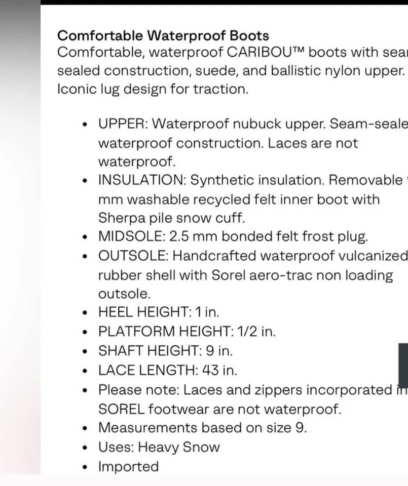 SOREL Caribou woman’s size 7 snow boots in a great condition image indicator(6)