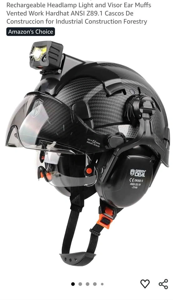 Green Devil Vented Hardhat with Headlamp, Visor, and Earmuffs - photo 4