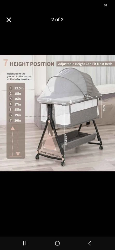 Baby Bassinet + sheets & mattress protector - photo 5