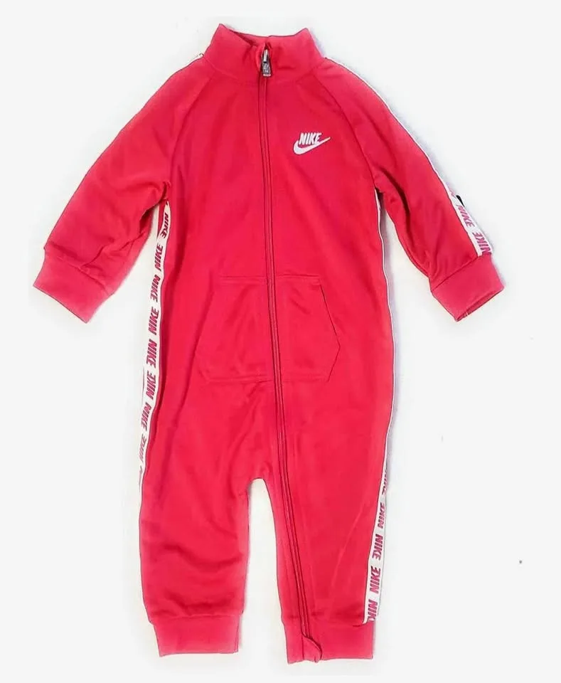 Nike Kids Red Zip-Up Footie Tricot Overall 3 months thumbnail