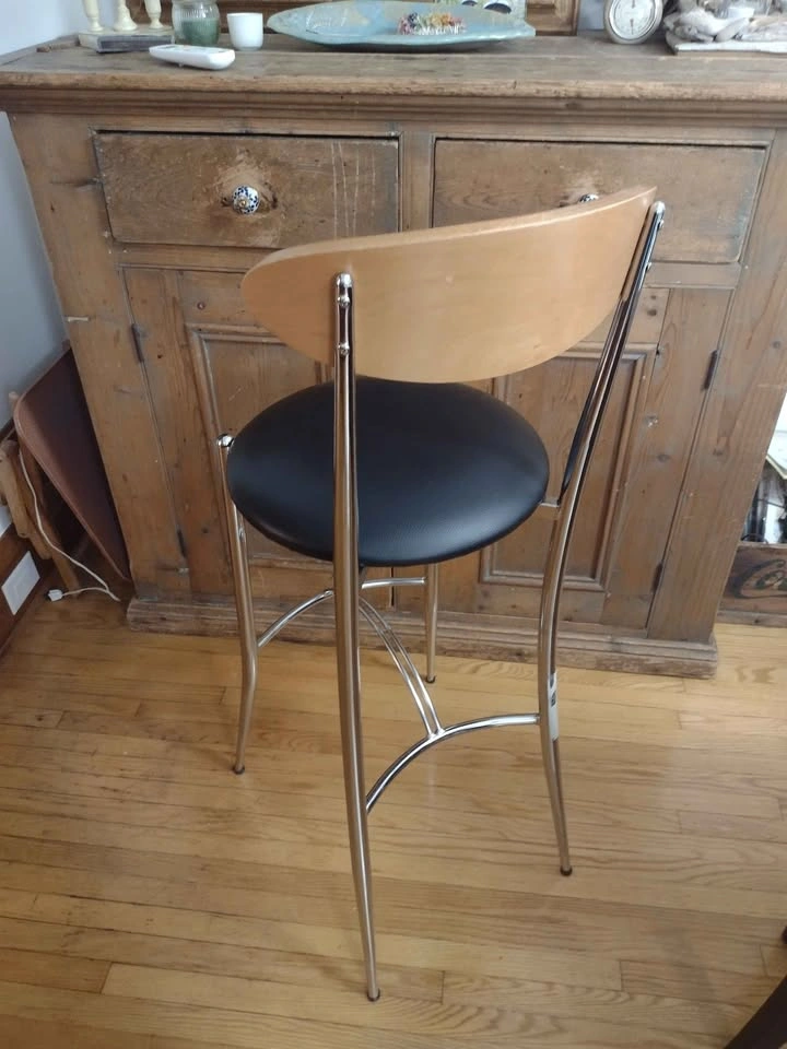 Chrome and Wood Bar Stool - photo 2