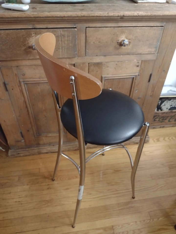 Chrome and Wood Bar Stool - photo 3