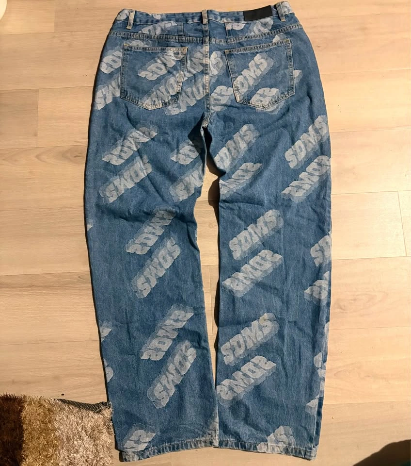 Sidemission All-Over Print Denim Jeans Size M - photo 2