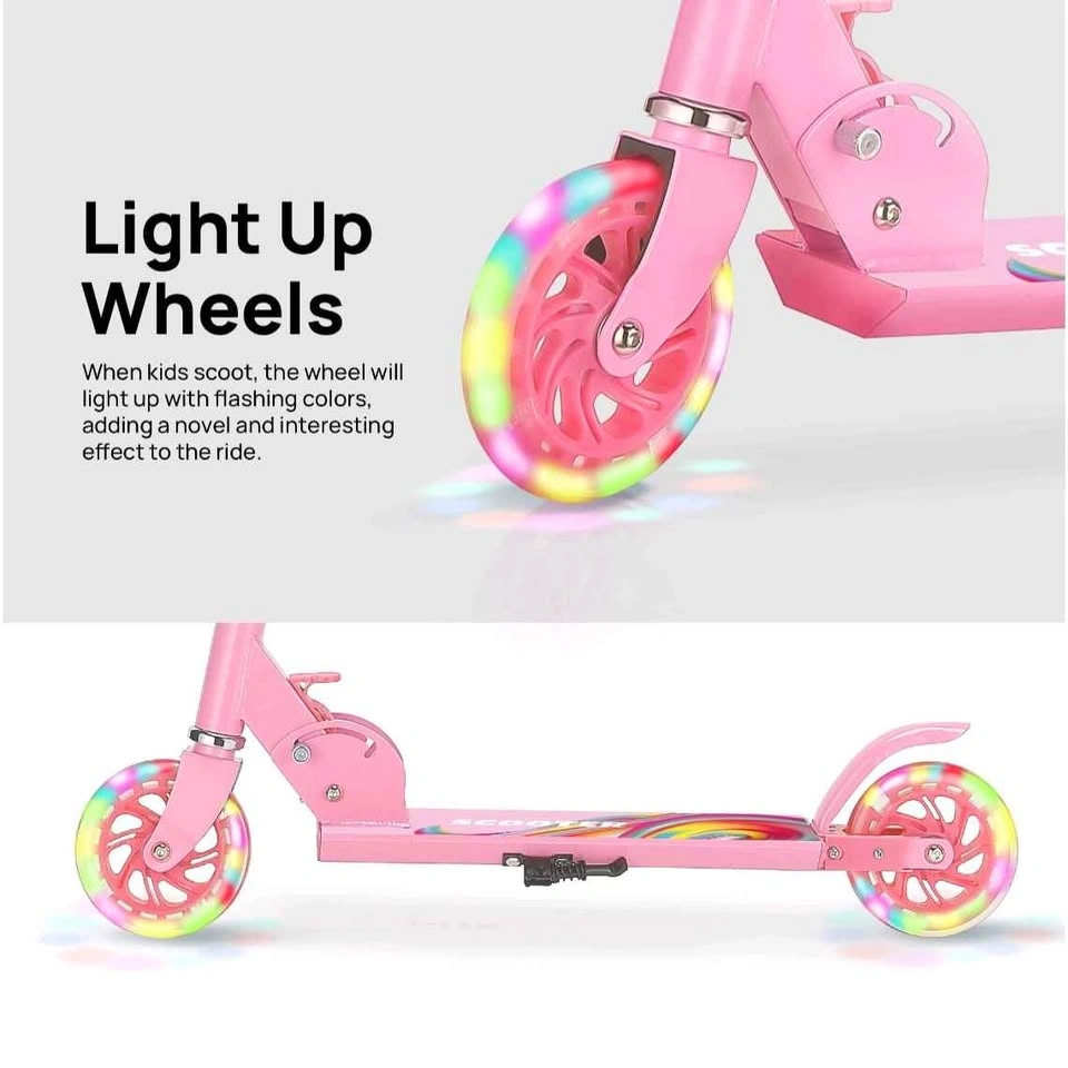 Pink Kids Folding Scooter with Light Up Wheels - photo 4