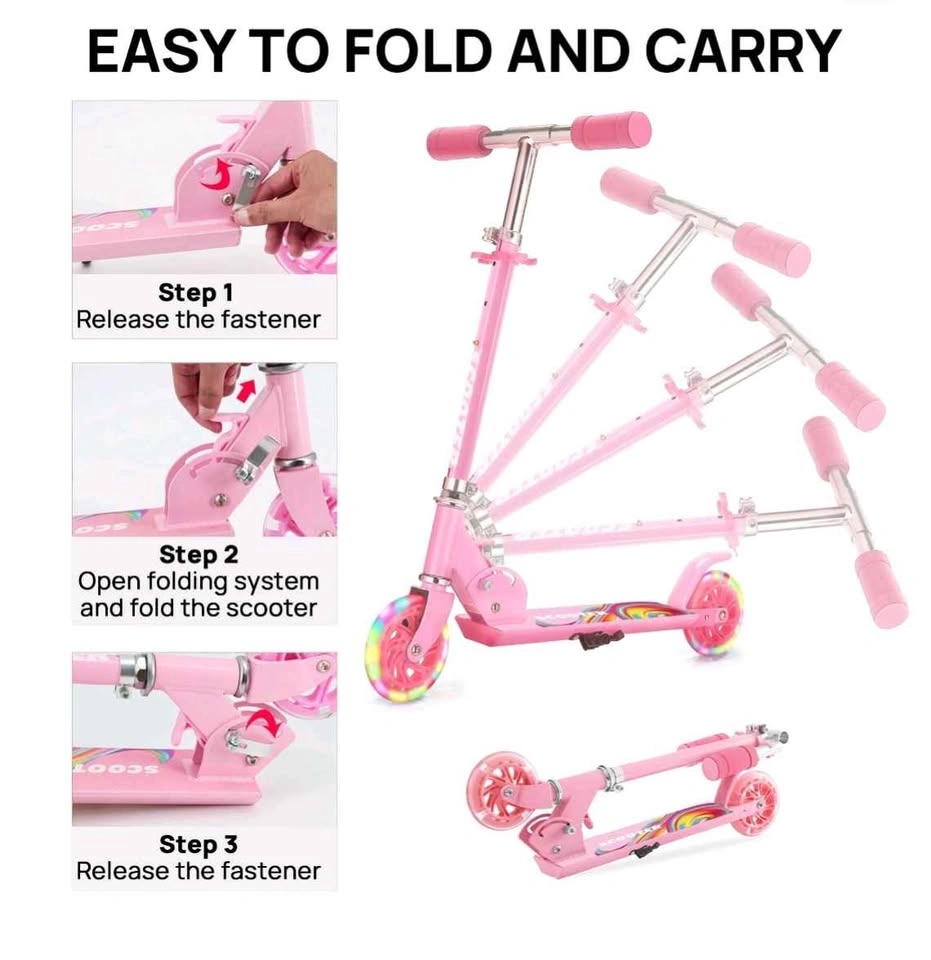 Pink Kids Folding Scooter with Light Up Wheels - photo 5