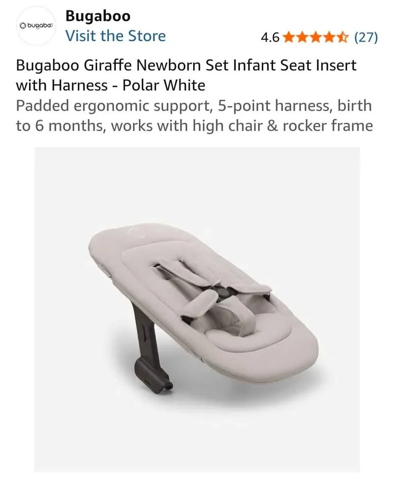 Bugaboo Giraffe Newborn Set Infant Seat Insert with Harness