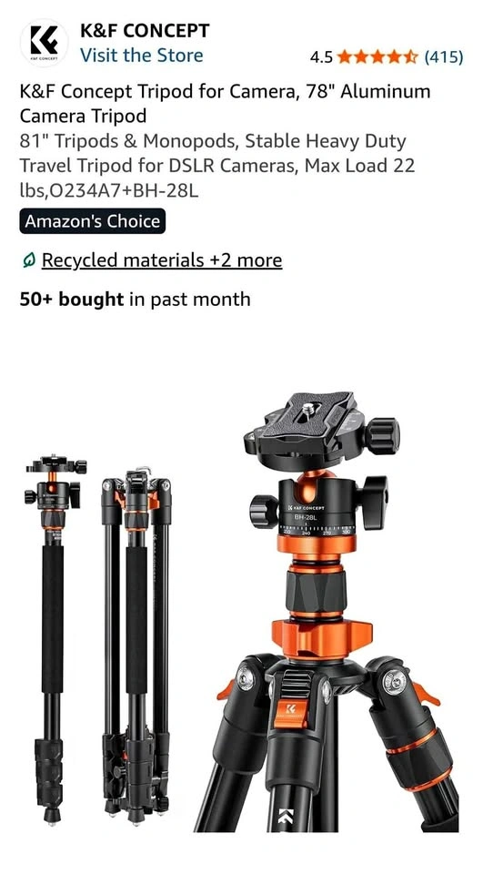 K&F Concept Tripod O234A7+BH-28L