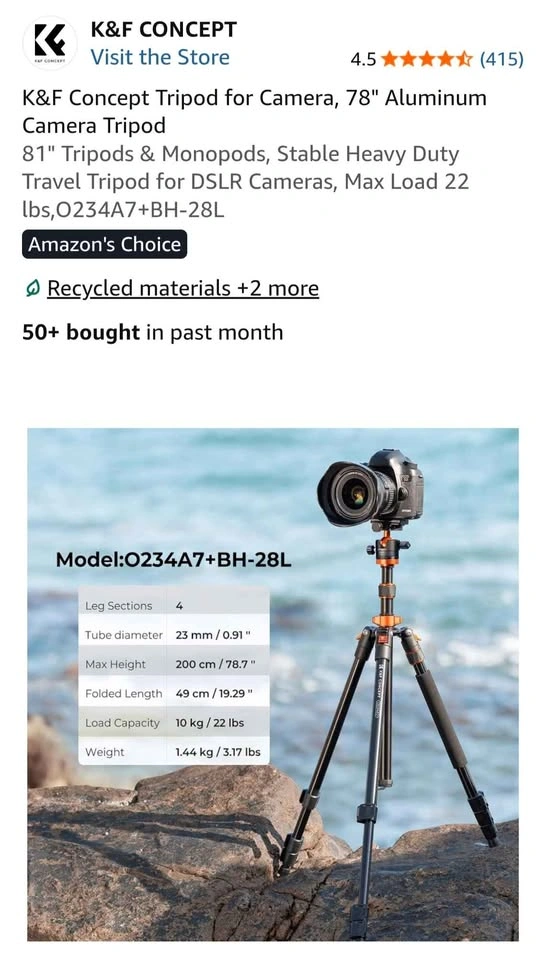 K&F Concept Tripod O234A7+BH-28L - photo 2