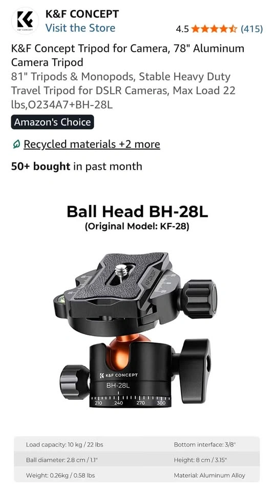 K&F Concept Tripod O234A7+BH-28L - photo 5