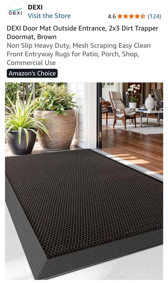 DEXI Door Mat Outside Entrance, 2x3 Dirt Trapper Doormat, Brown