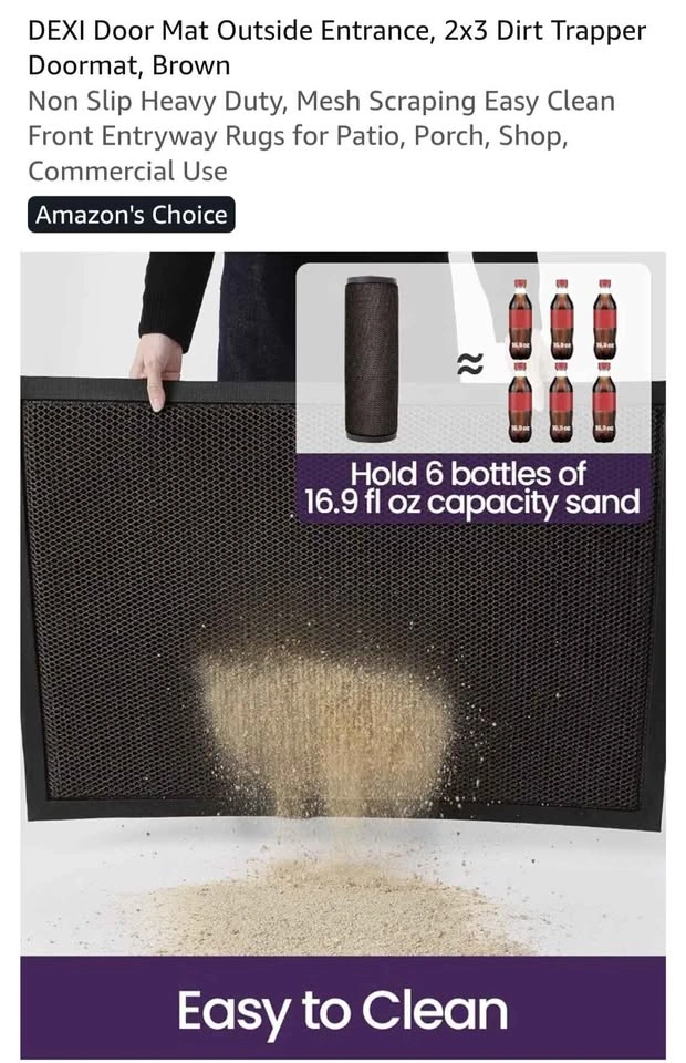 DEXI Door Mat Outside Entrance, 2x3 Dirt Trapper Doormat, Brown - photo 4
