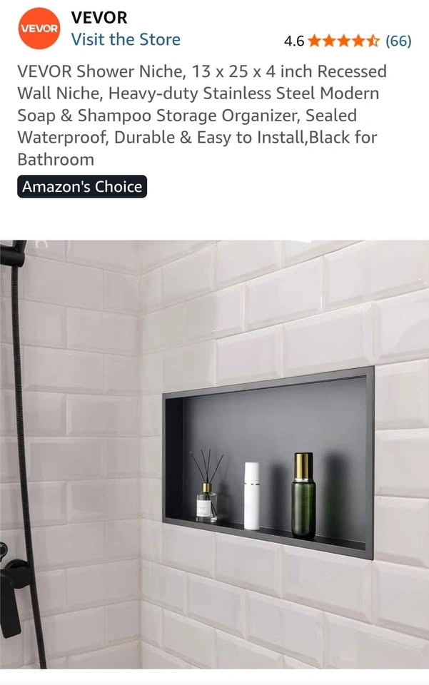 Shower Niche, 13 x 25 x 4 inch Recessed Wall Niche, Stainless St - photo 3