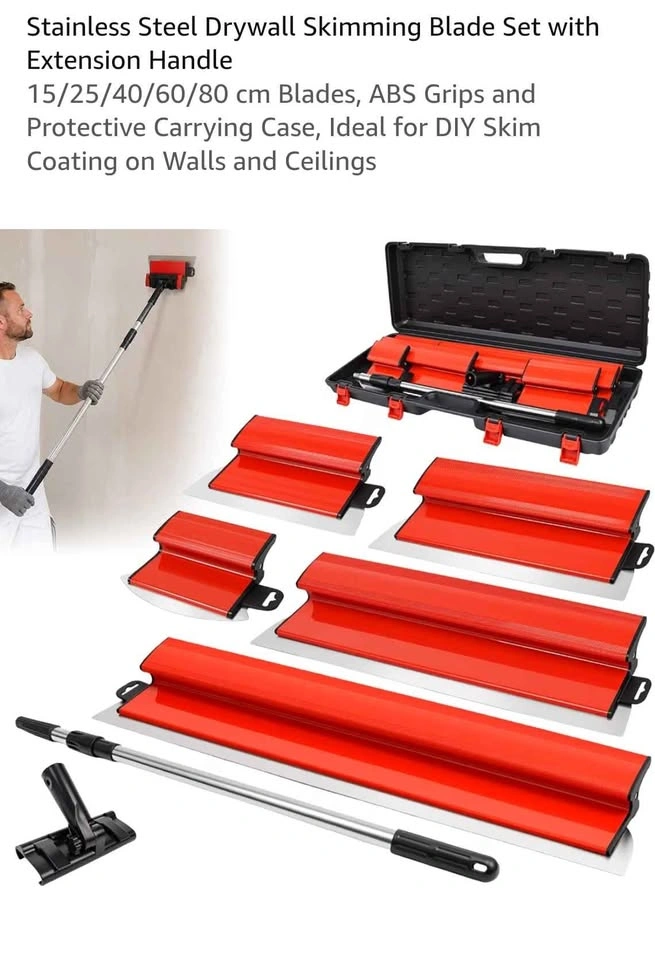 Stainless Steel Drywall Skimming Blade Set with Extension Handle