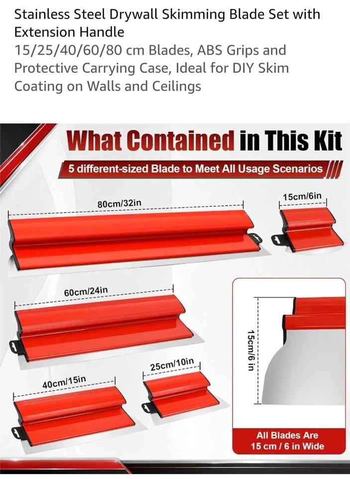 Stainless Steel Drywall Skimming Blade Set with Extension Handle - photo 3