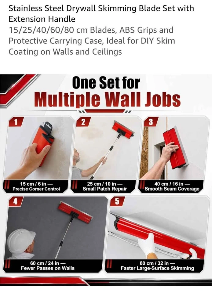 Stainless Steel Drywall Skimming Blade Set with Extension Handle - photo 4