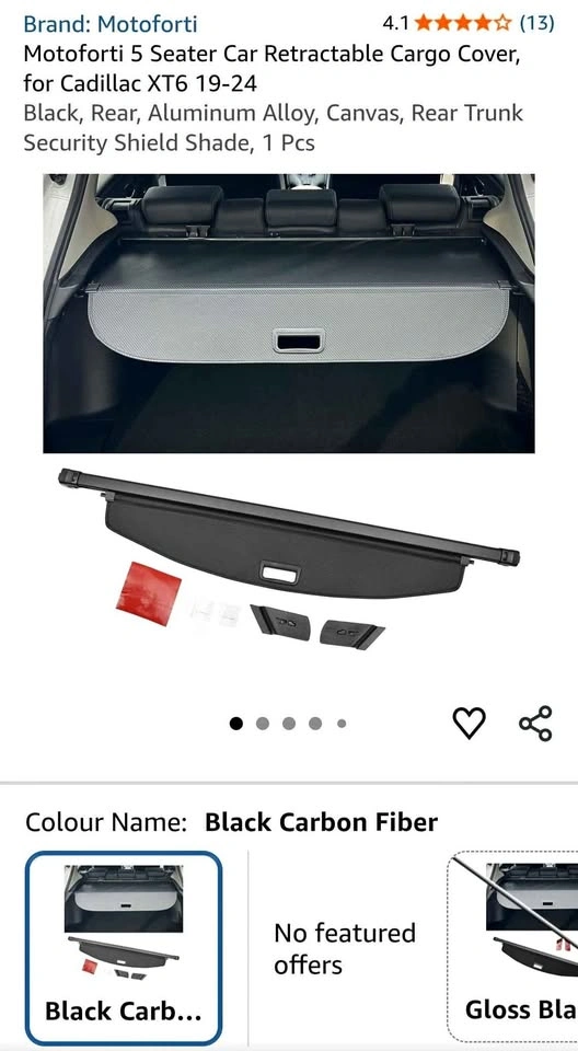 Motoforti Retractable Cargo Cover for Cadillac XT6 19-24
