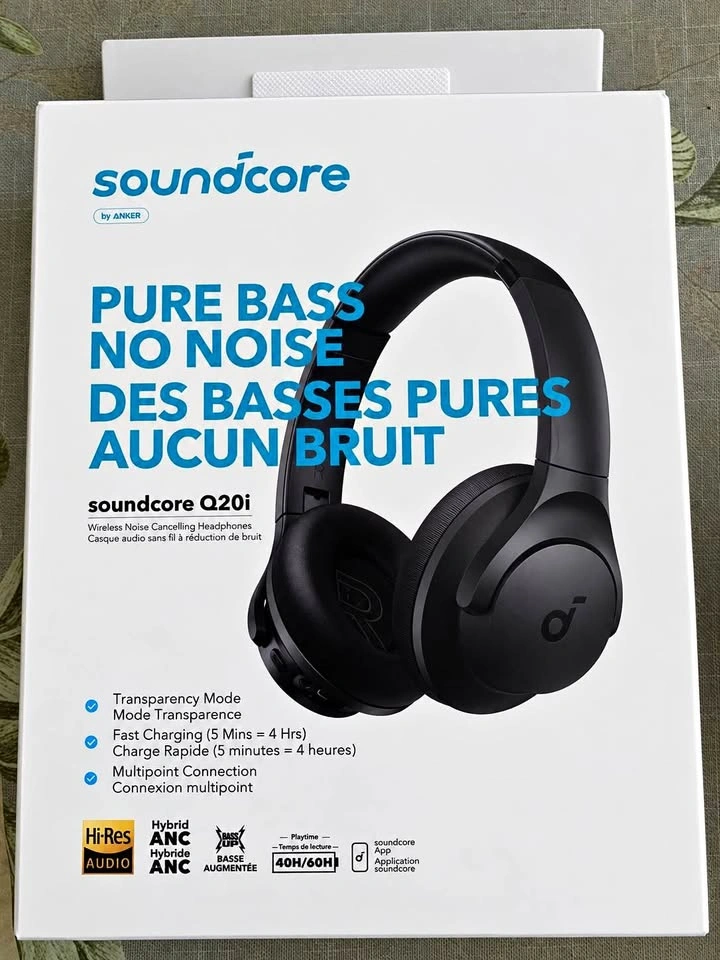 Two Soundcore q20i hybrid headphones