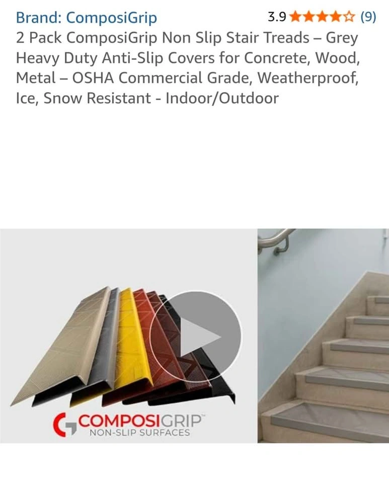 2 Pack ComposiGrip Non Slip Stair Treads - Grey - photo 3