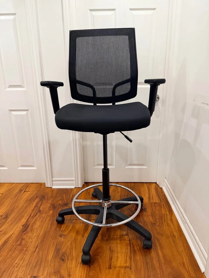 Black Mesh Ergonomic Drafting Chair - photo 3