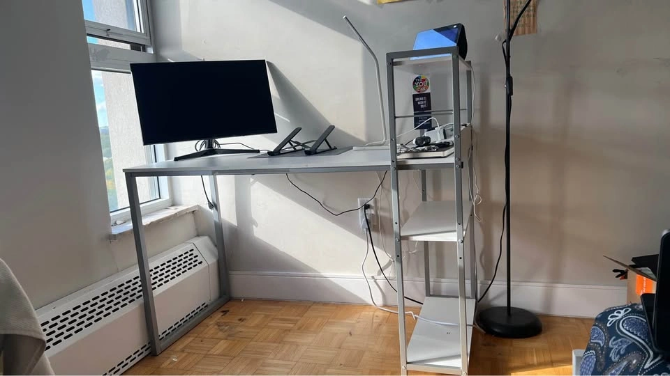 White Desk with Integrated Shelving Unit - photo 2