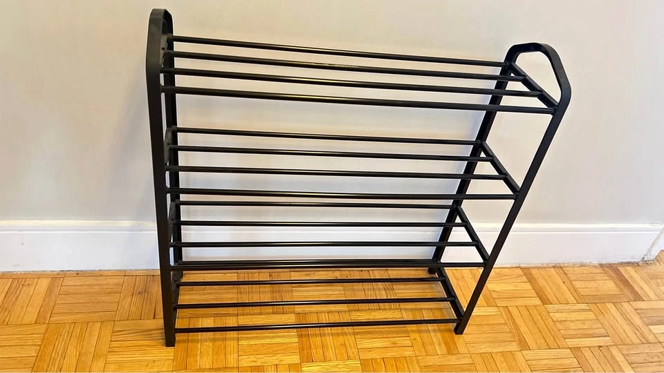 Black Metal 4-Tier Shoe Rack