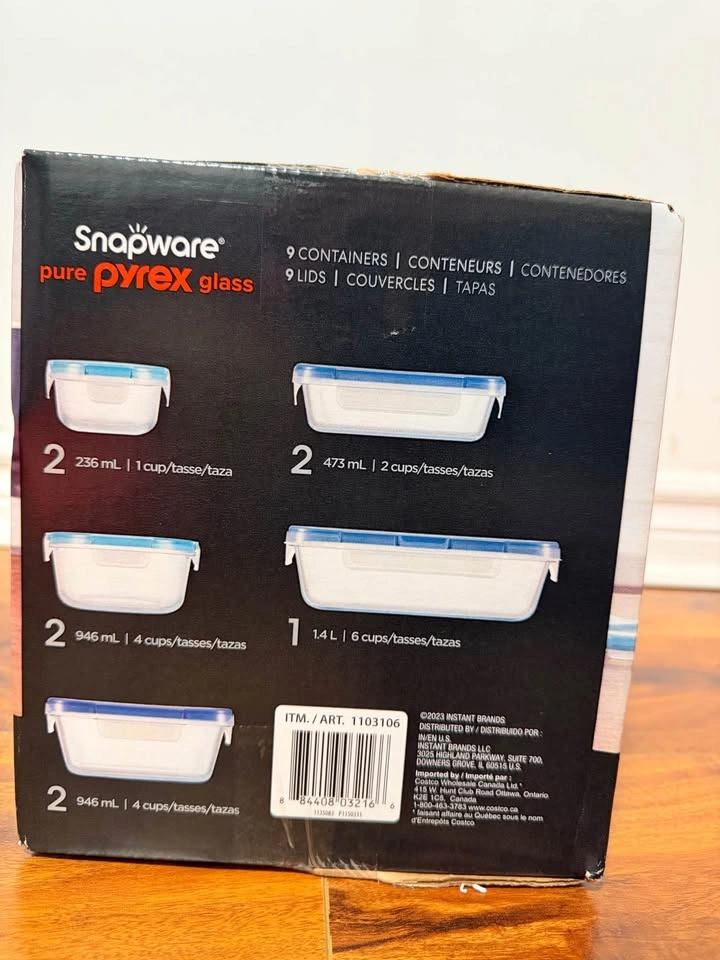 New (unopened) Snapware Pure Pyrex Glass 18-pc Food Storage Set - photo 2