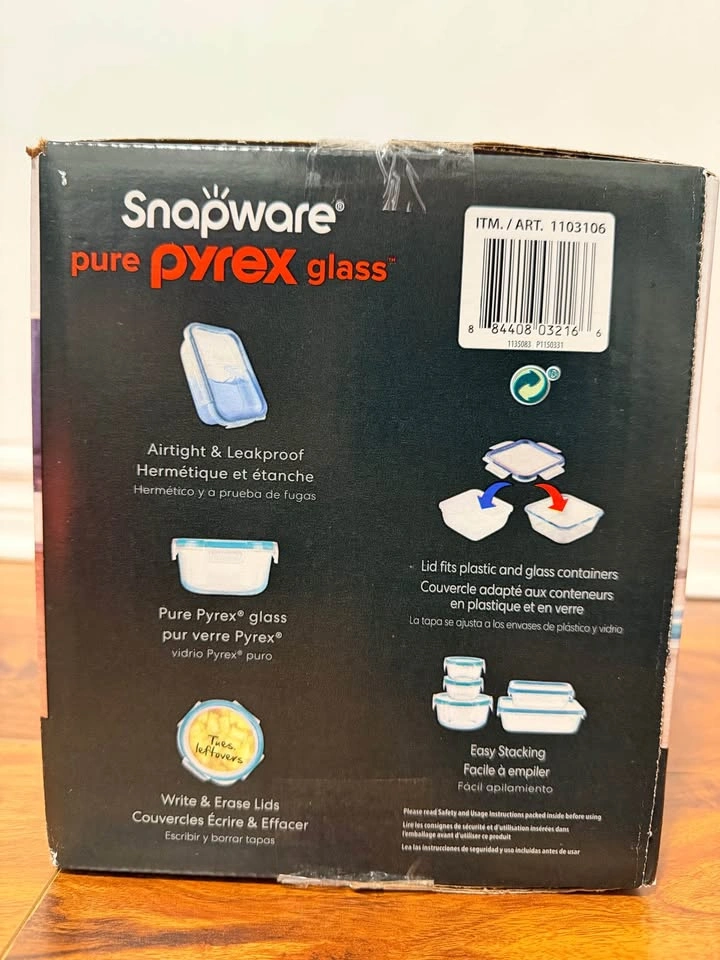 New (unopened) Snapware Pure Pyrex Glass 18-pc Food Storage Set - photo 3