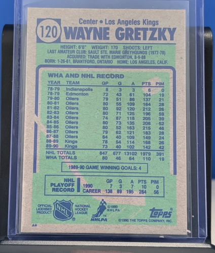Wayne Gretzky 1990-91 Topps #120 Los Angeles Kings HOF Hockey Ca - photo 2