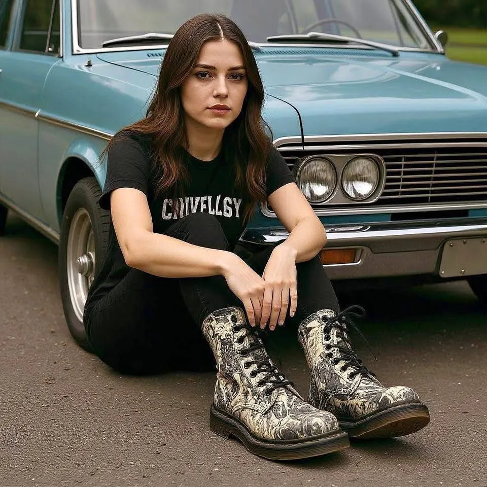 Dr. Martens Pascal Black White Wigan Party People Boots thumbnail