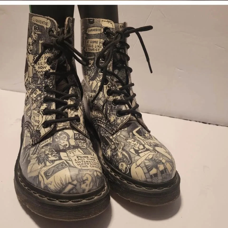 Dr. Martens Pascal Black White Wigan Party People Boots image indicator(2)