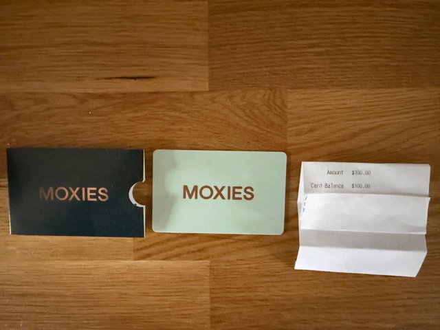 Moxies gift card