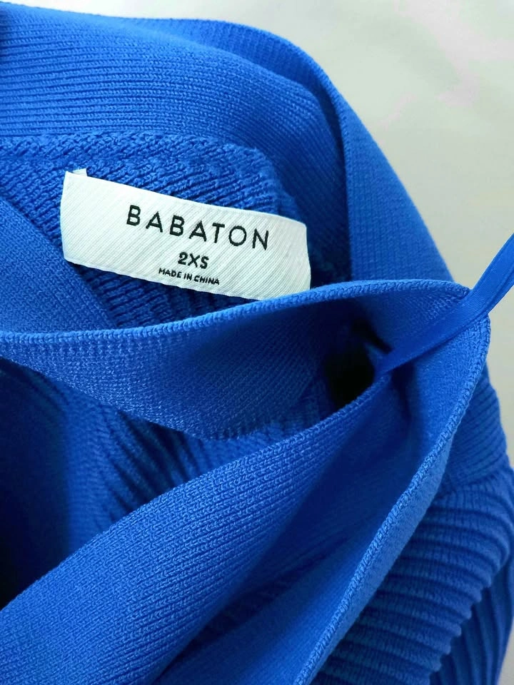 Blue Aritzia Babaton Contour Knit Criss Cross Halter Mini Dress - photo 3