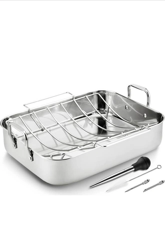 New Stainless Steel Roasting Pan with Baking Rack, 16.5 Inch - photo 2